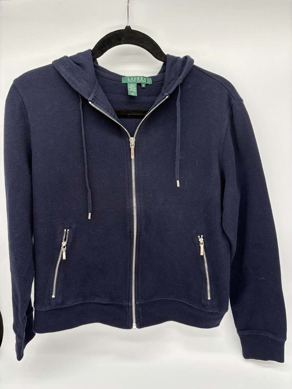 Lauren Ralph Lauren Navy Zip Up Hoodie 100% Cotton M